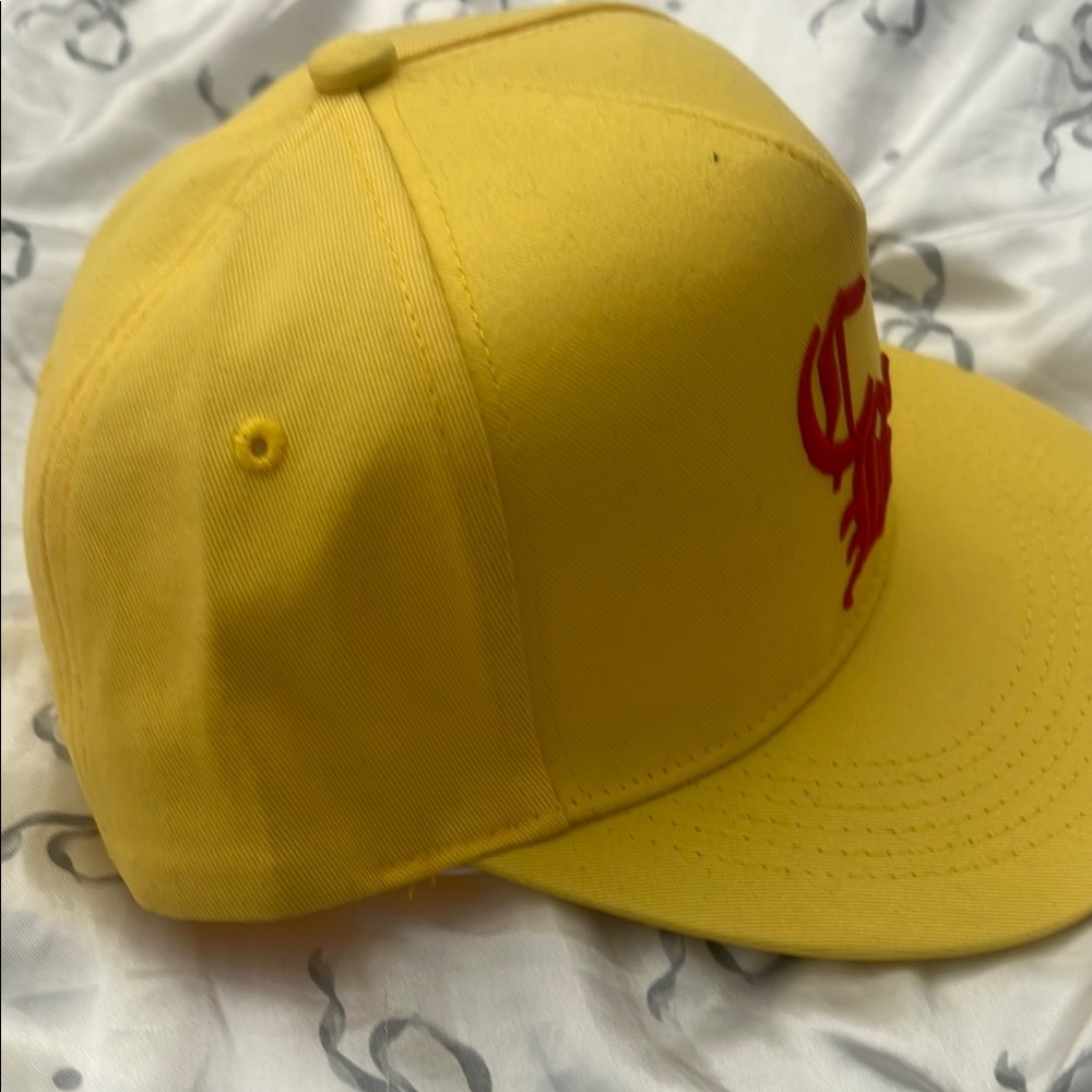 Yellow mens Cap with Red Embroidery - Picture 2 of 4